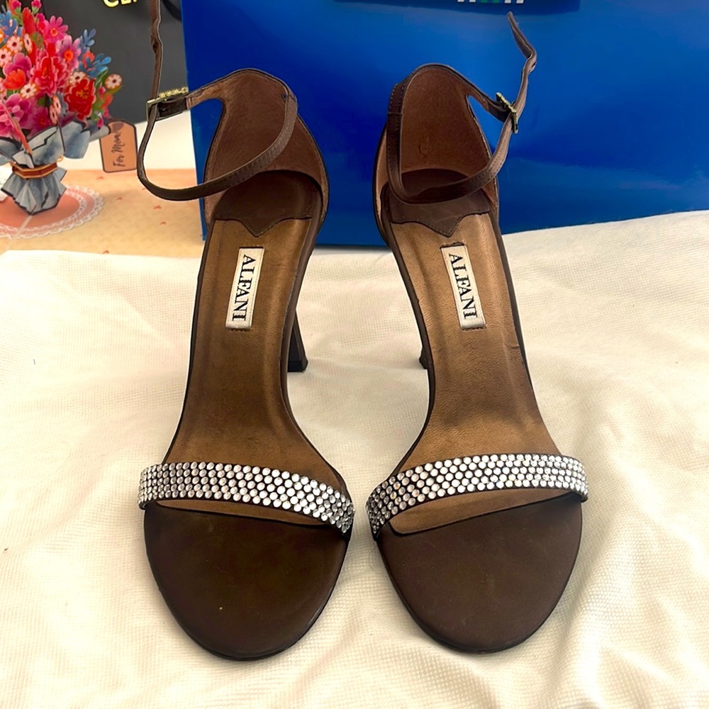 Brown satin dress sandal, Alfani